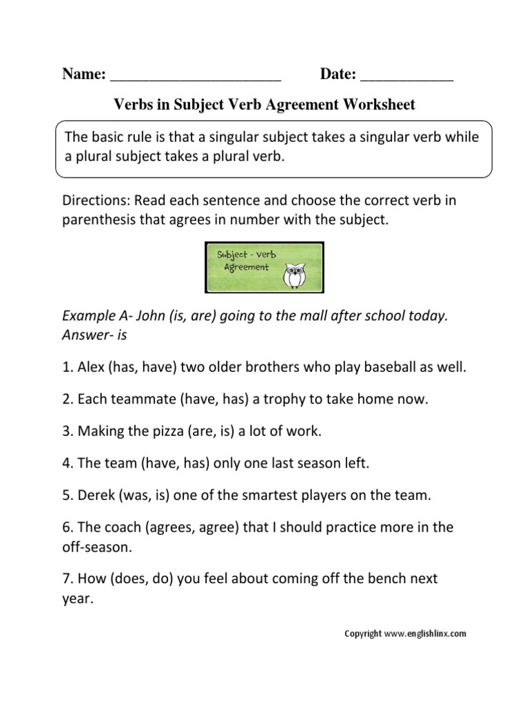 Verbs in Subject Verb Agreement | PDF | Sports & Recreation