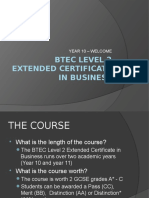 Btec Level 2 Extended Certificate in Business: Year 10 - Welcome