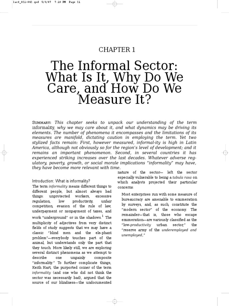formulation of hypothesis of informal sector