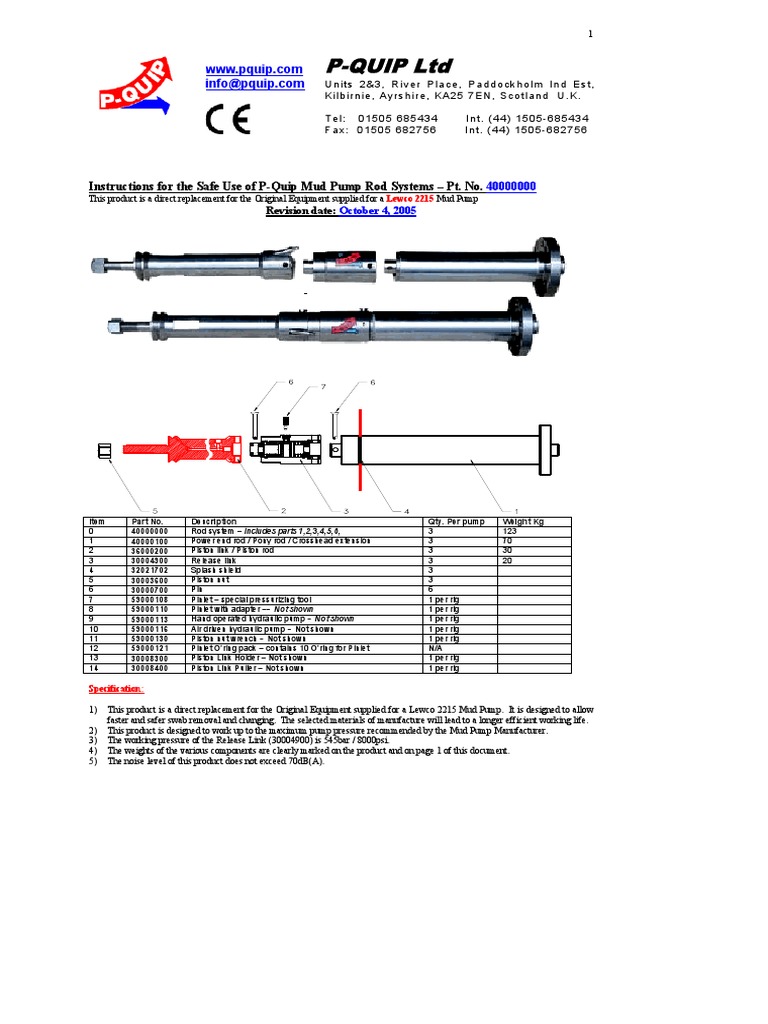 P QUIP Swab and Pony Rod PDF Pump Piston