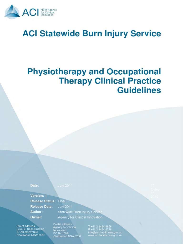 Clinical Practice Guidelines Burns Physiotherapy and Occupational