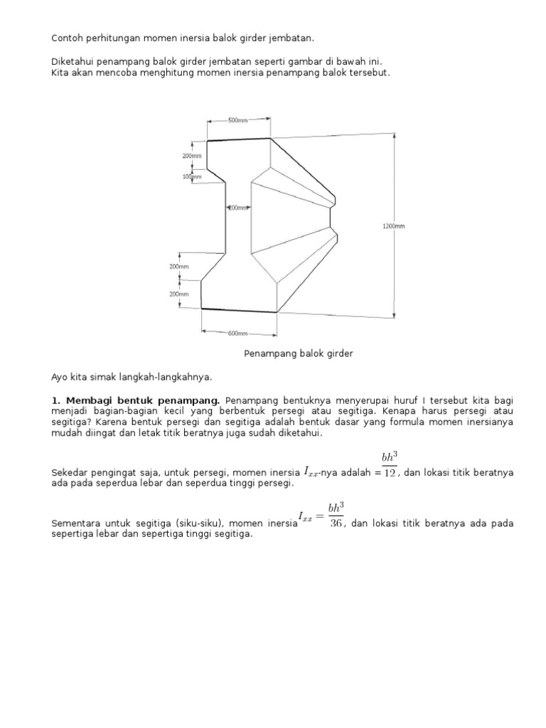 Contoh Perhitungan Momen Inersia Balok Girder Jembatan | PDF