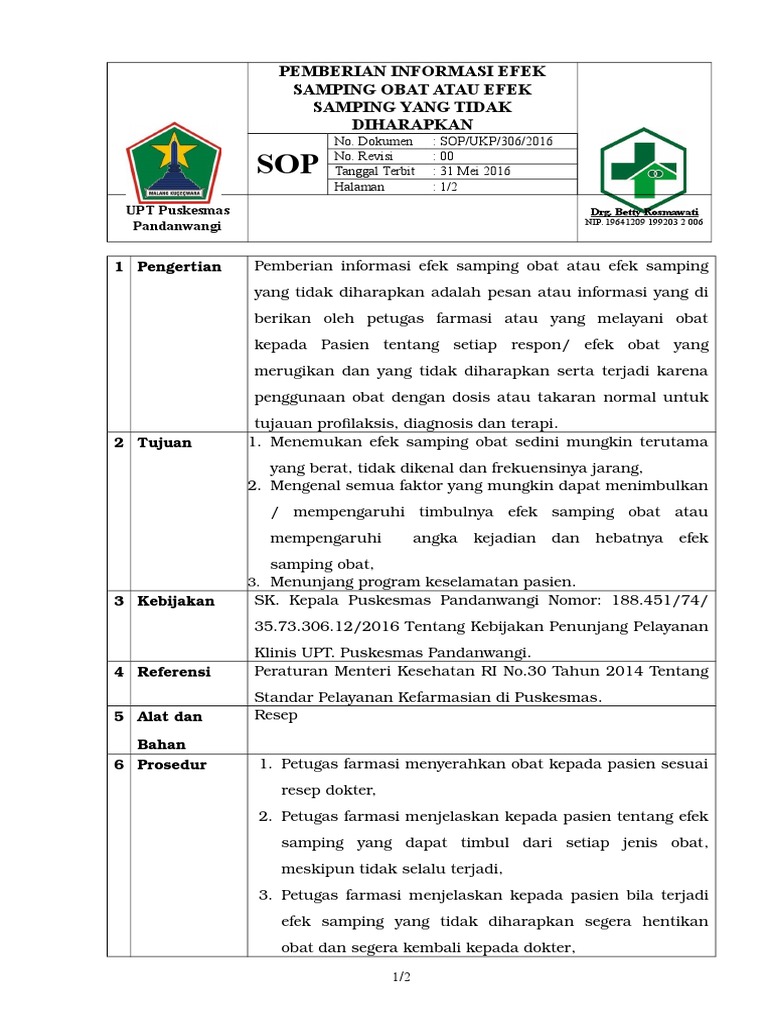 82 3 5 Sop Pemberian Informasi Tentang Efek Samping Obat 
