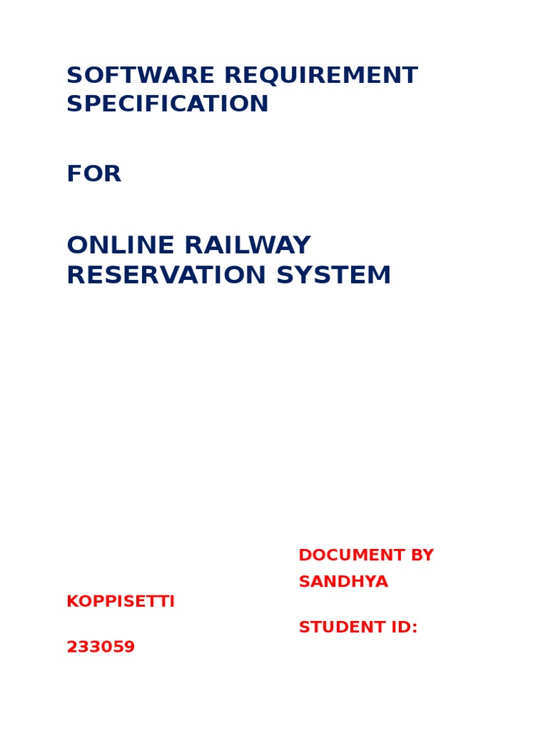 Online Railway Reservation System SRS | PDF