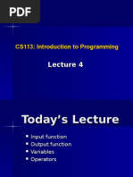 CS113: Introduction To Programming