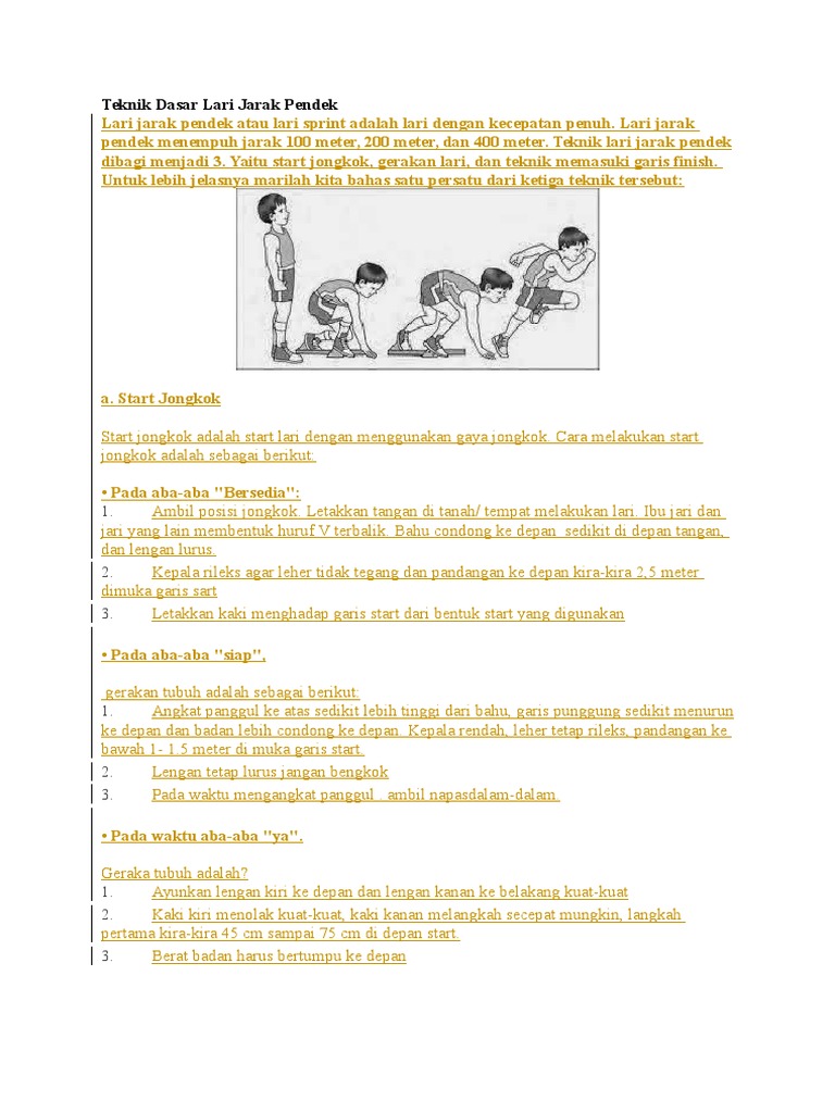 Teknik Dasar Lari Jarak Pendek
