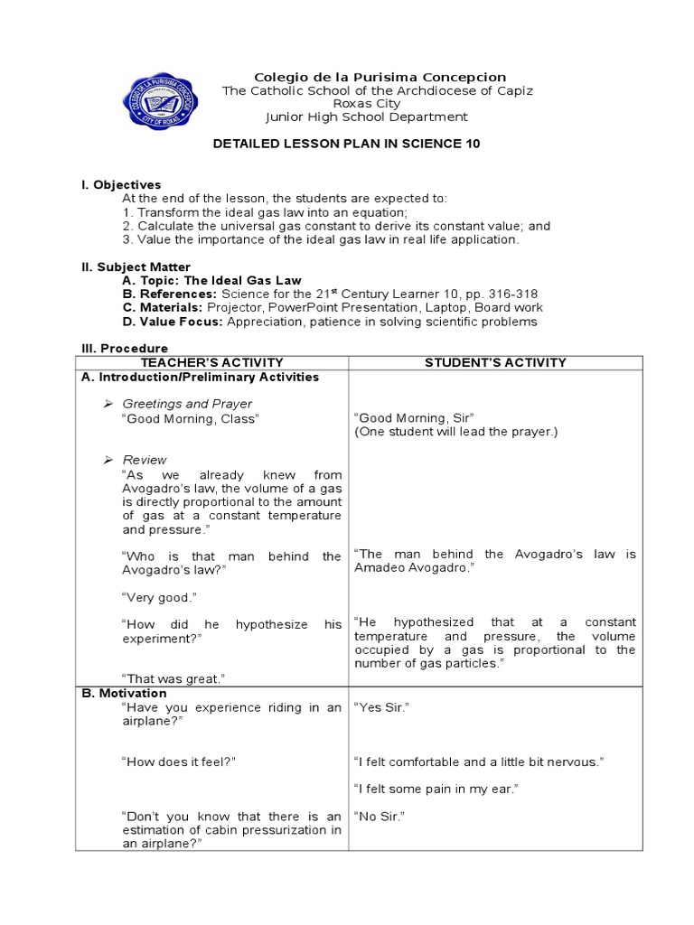 Detailed-Lesson-Plan-in-Science-10 (1).docx | Gases | Mathematical Physics