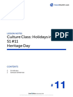 Culture Class: Holidays in France S1 #11 Heritage Day: Lesson Notes