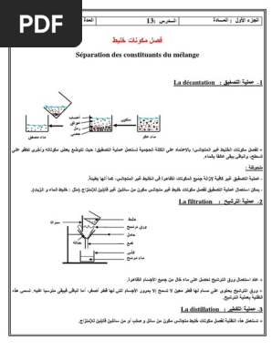 فصل مكونات خليط Pdf Pdf
