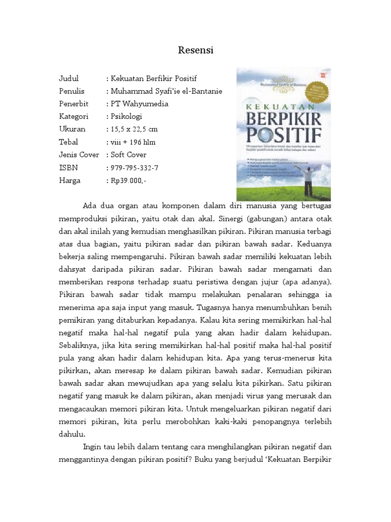 DIKSI Resensi Kekuatan Berpikir Positif