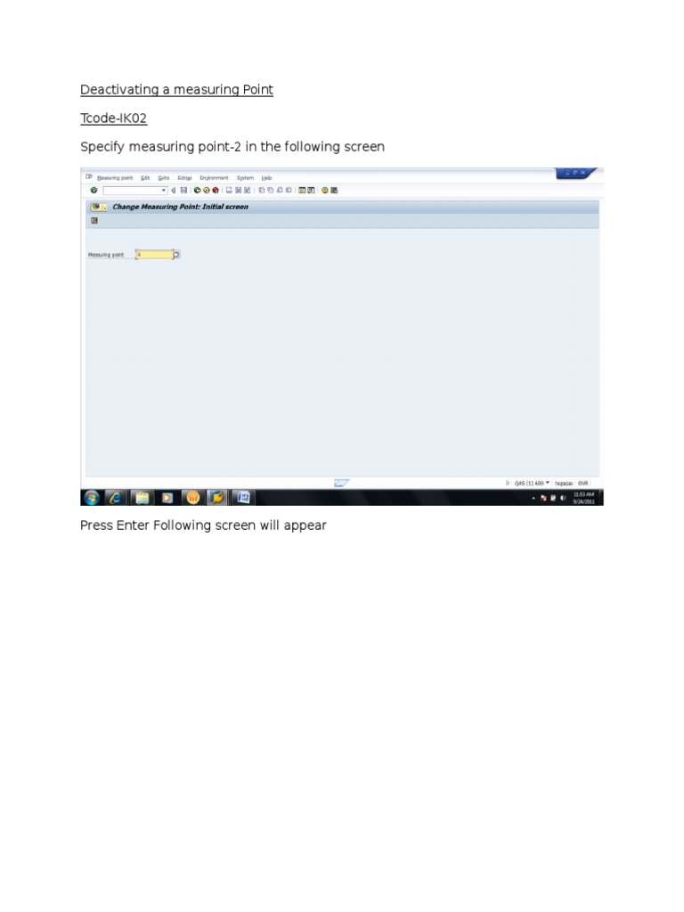 Deactivating A Measuring Point Tcode-IK02 Specify Measuring Point-2 in ...