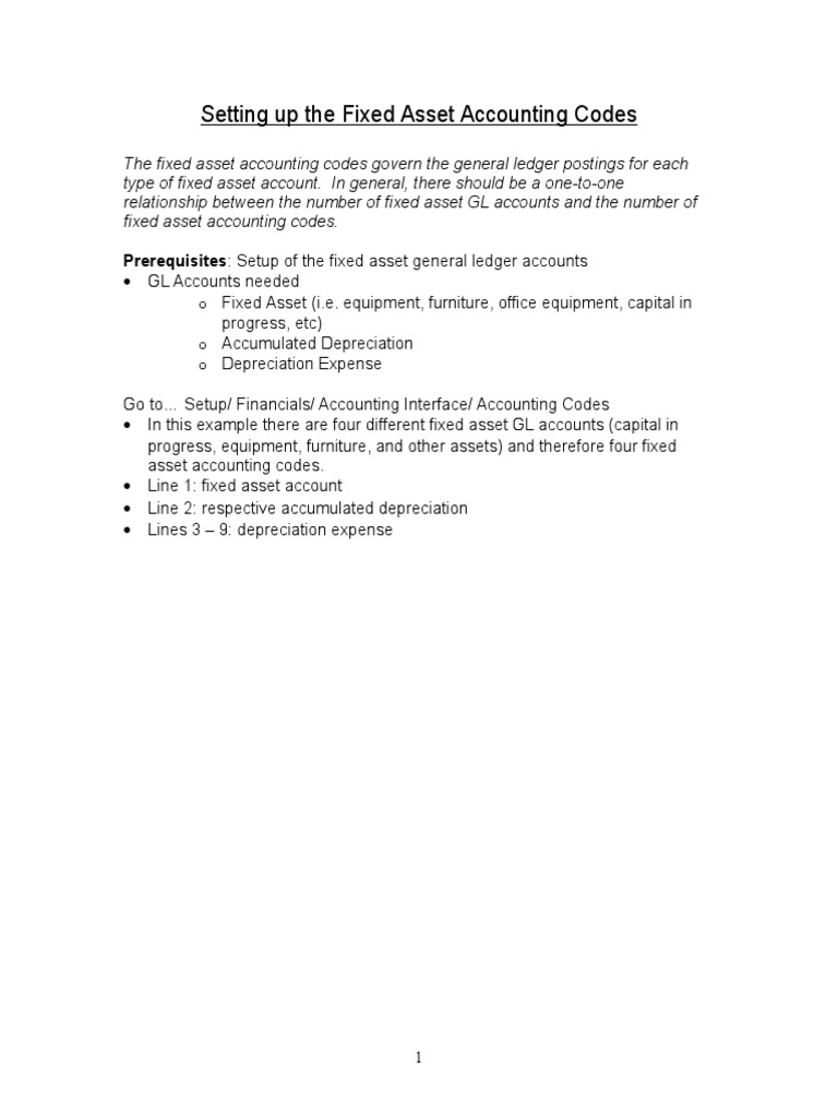 Fixed Asset Accounting Code Setup | PDF | Fixed Asset | Depreciation