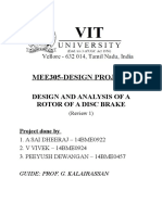 Mee305-Design Project: Design and Analysis of A Rotor of A Disc Brake