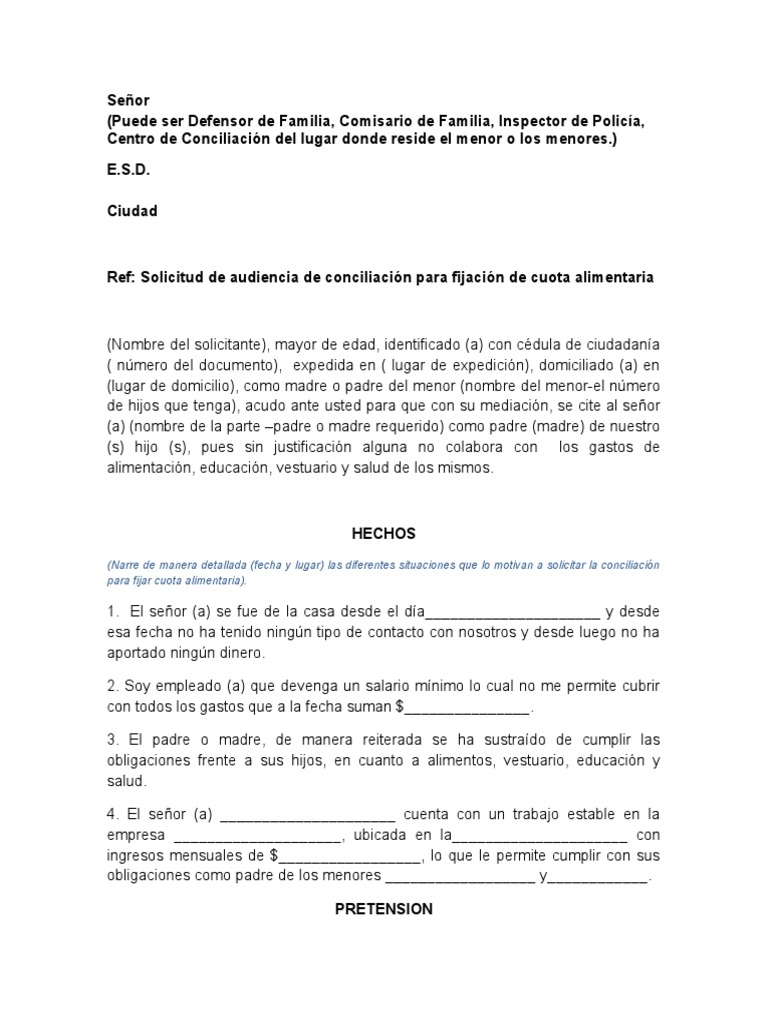 Solicitud Conciliación de Alimentos | PDF | Gobierno