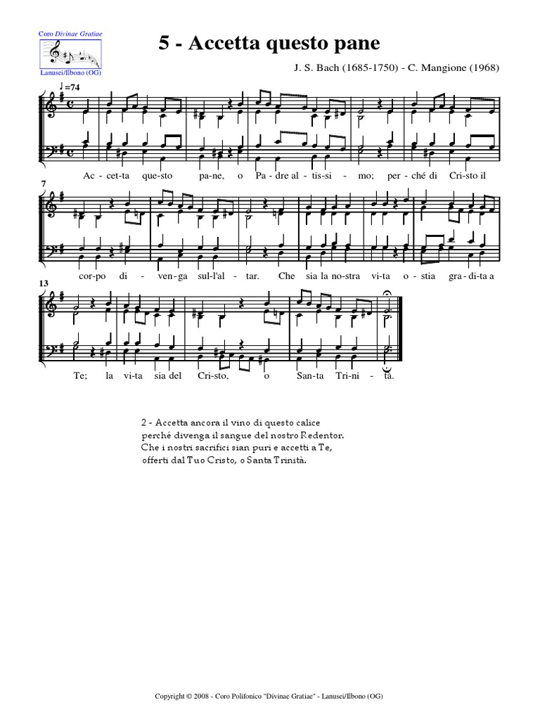 Con Questo Pane Con Questo Vino Spartito Pdf