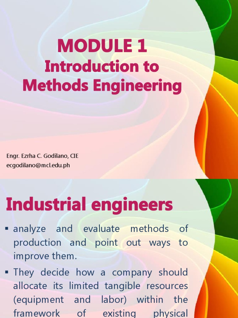 Module 1 Introduction To Methods Engineering PDF | PDF | Industrial ...