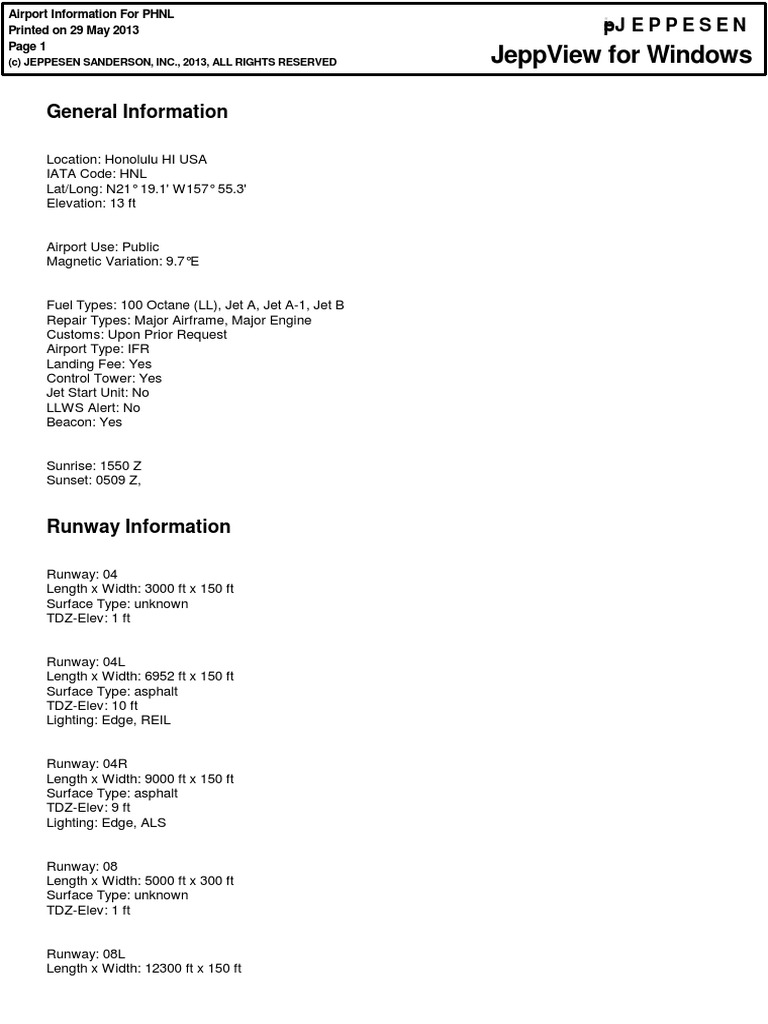 PHNL Charts | Download Free PDF | Air Traffic Control | Visual Flight Rules