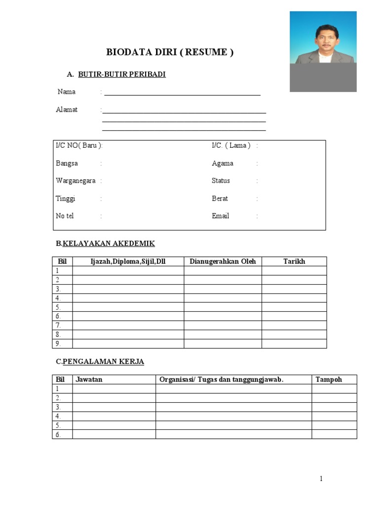 Contoh Resume Jurulatih Sukan - Contoh Tin