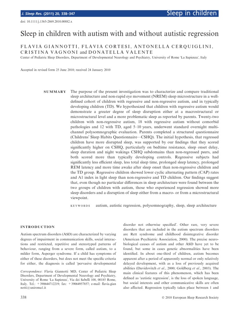 Sleep Patterns in Autistic Children | PDF | Sleep | Autism