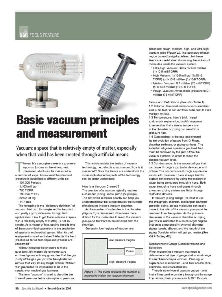 Basic Vacuum Principles and Measurement | PDF | Pressure Measurement ...