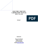 Electric Circuits Laboratory Manual: (Eecs 70A Lab)
