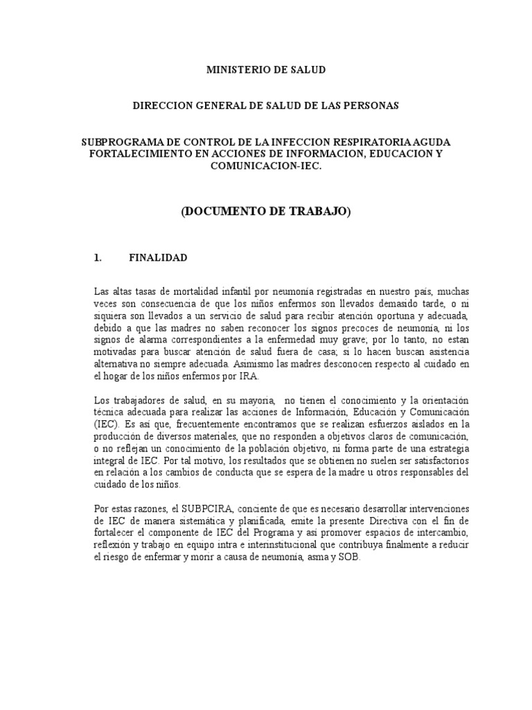 Subprograma De Control De La Infeccion Respiratoria Aguda