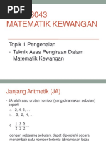 Teknik Asas Pengiraan Dalam Matematik Kewangan