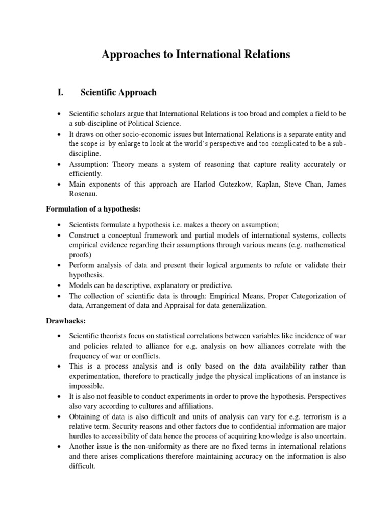 Approaches to International Relations | PDF | World Systems Theory ...