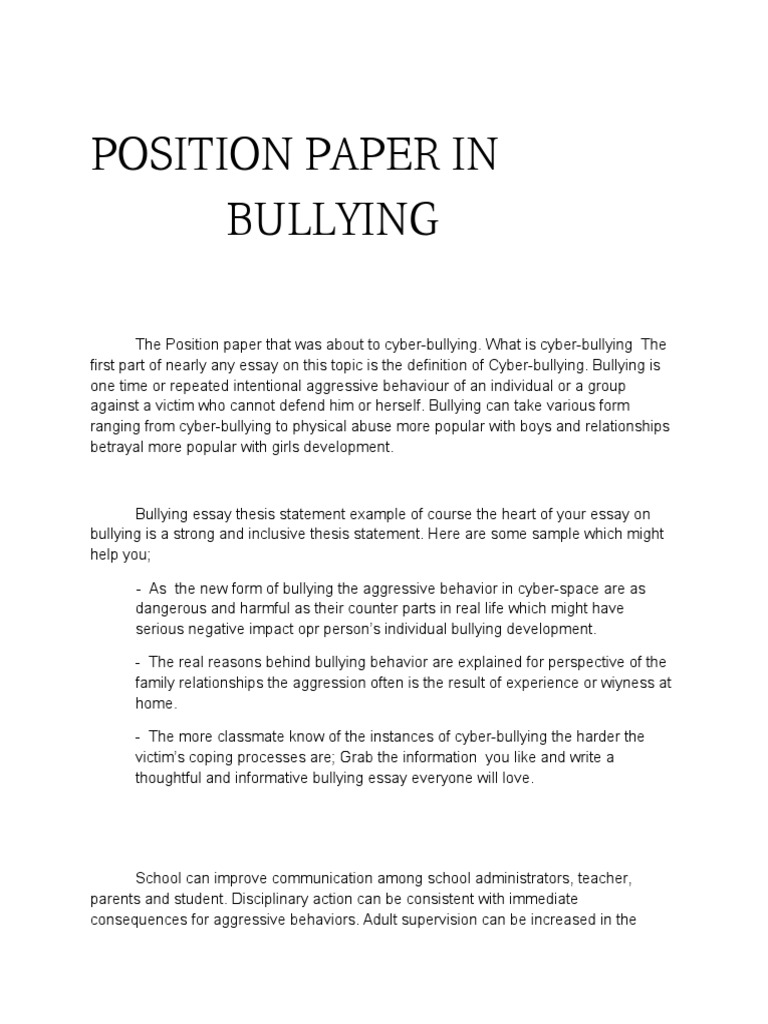 persuasive essay on bullying in schools