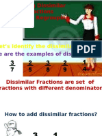 Adding Dissimilar Fractions Without Regrouping