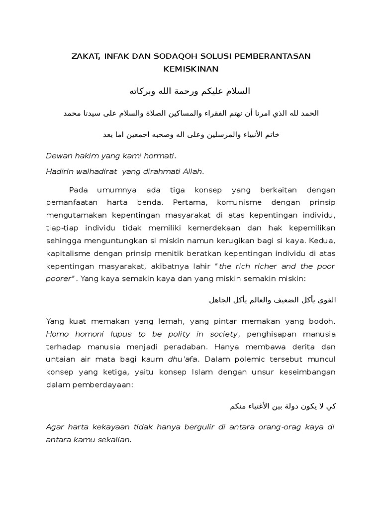 Zakat Infak Dan Sodaqoh Solusi Pemberantasan Kemiskinan
