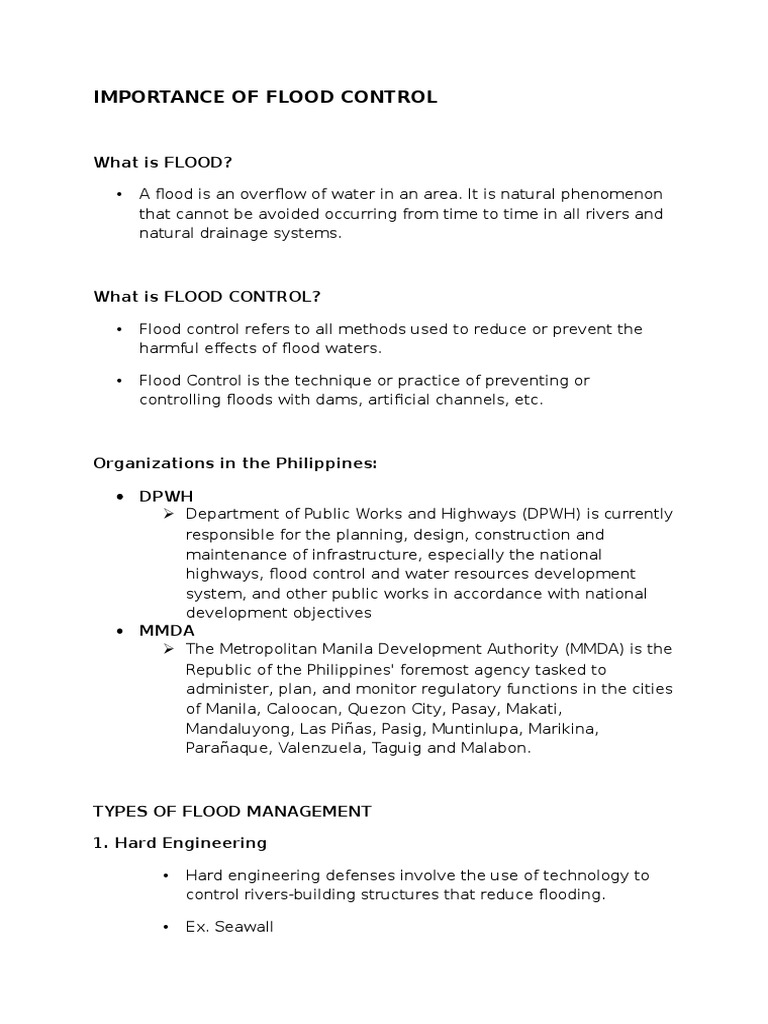 Importance of Flood Control in the Philippines | PDF | Flood | Metro Manila
