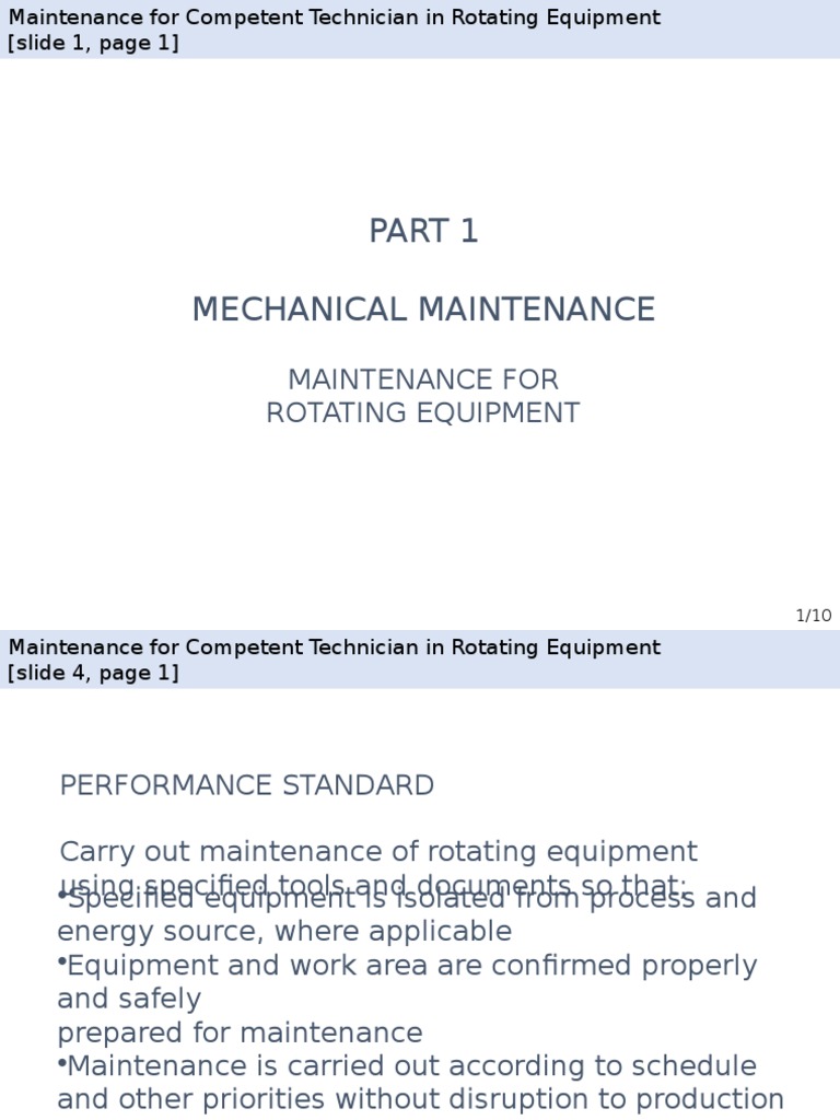 Mechanical Maintenance Maintenance For Rotating Equipment PDF