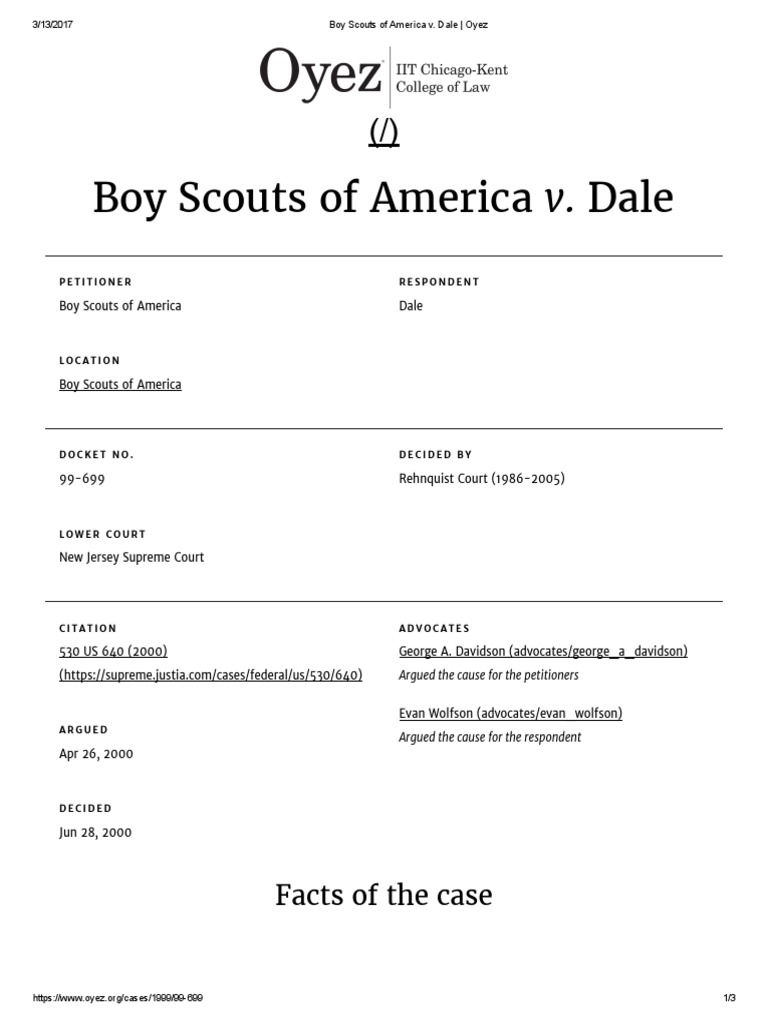 Boy Scouts Of America V William Rehnquist United States Federal Law