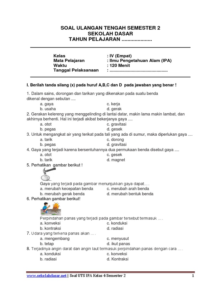 Soal Uts Ipa Kelas 4 Semester 2