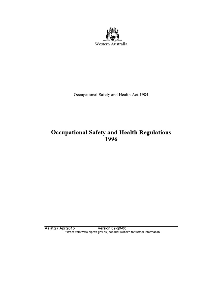 Occupational Safety and Health Regulations 1996 PDF Personal Protective Equipment