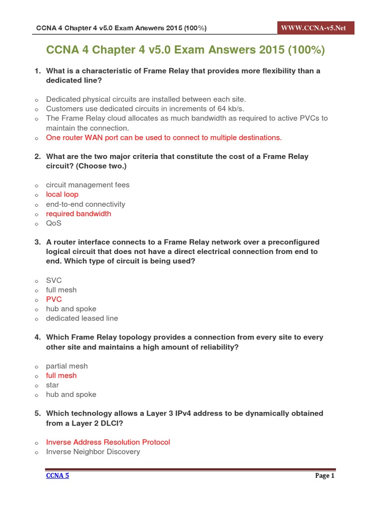 CCNA 4 Chapter 4 v5.0 Exam Answers 2015 100 | PDF | Router (Computing ...
