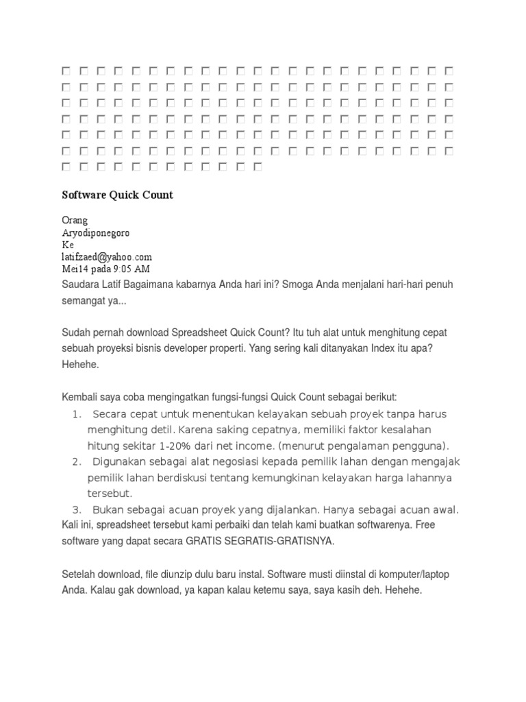 Software Quick Count Gratis untuk Proyek Properti | PDF | Bisnis | Komputer