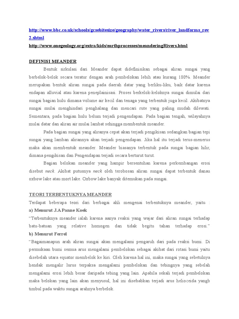 Proses Pembentukan Meander Sungai | PDF