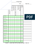 'S Point Sheet: I Earned - Points Today. Did I My Daily Goal Today? YES NO