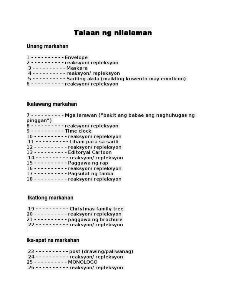 Talaan NG Nilalaman | PDF