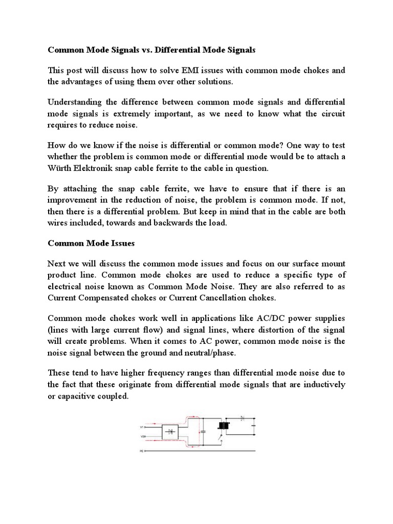 Common vs. Differential Mode Signals | PDF | Physical Quantities ...