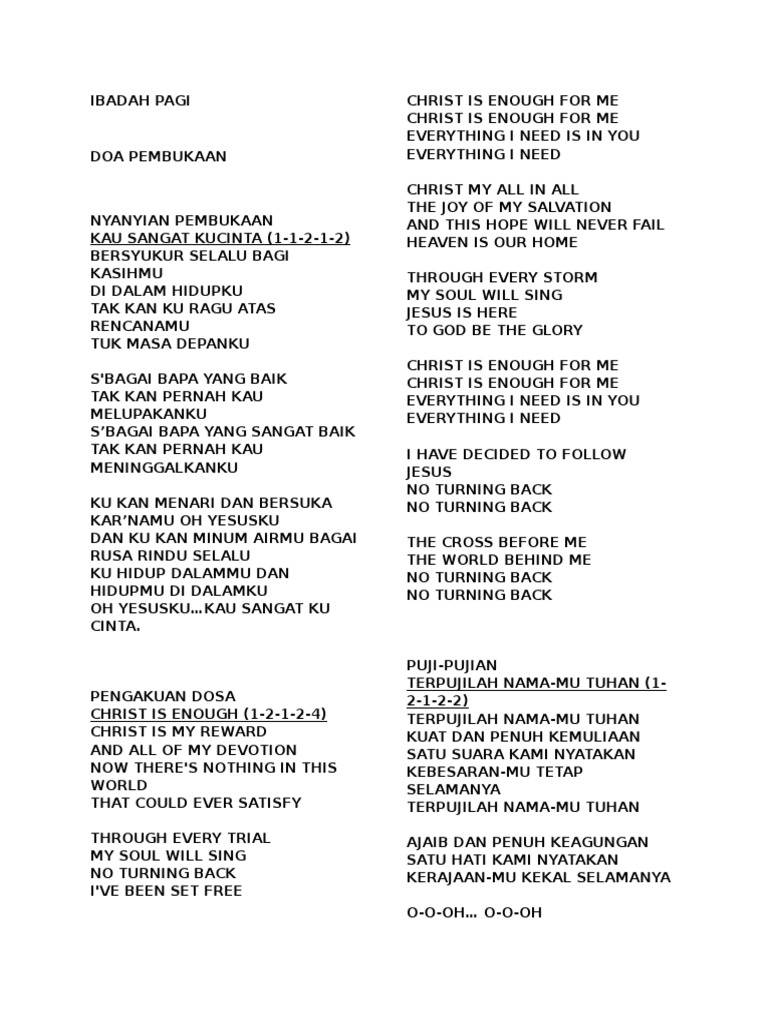 Teks Lagu Sungguh Ku Bangga Bapa Berbagai Teks Penting