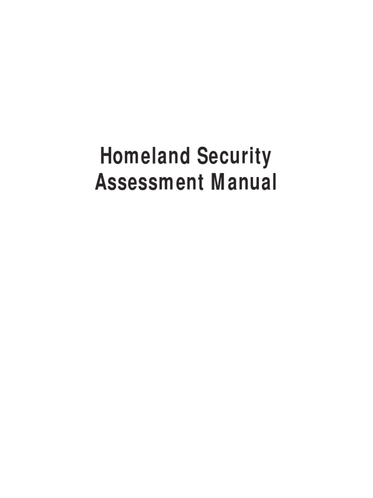 Homeland Security Assessment Manual PDF PDF United States