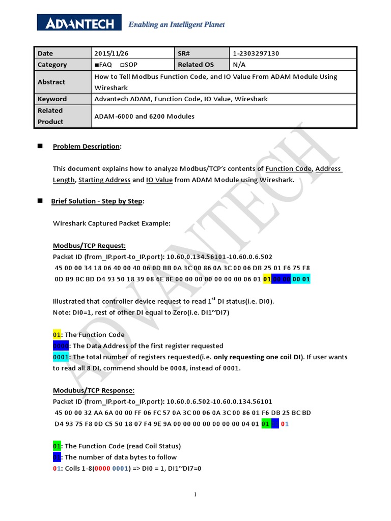 IAG - FAQ How To Tell Modbus Function Code, and IO Value From ADAM ...