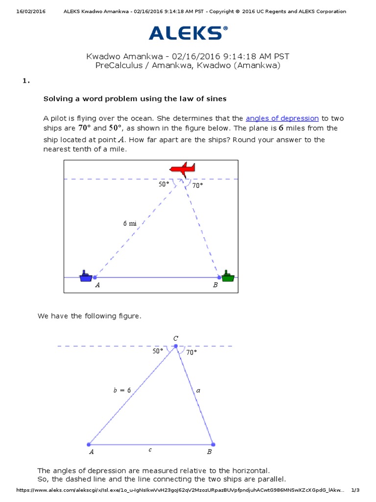 C - Solving A Word Problem Using The Law of Sines | PDF | Sine ...