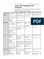 Essay Rubric - Eng 133 Language and Literature Assessment