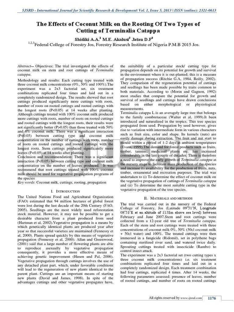 The Effects of Coconut Milk On The Rooti PDF PDF Plant Nursery