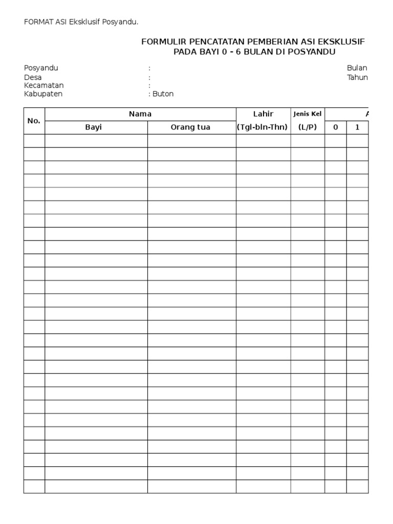 Form. Lap ASI Eksklusif 2016. Ok