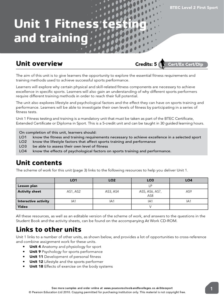 Unit 1 Fitness Testing and Training | PDF | Personal Trainer | Learning